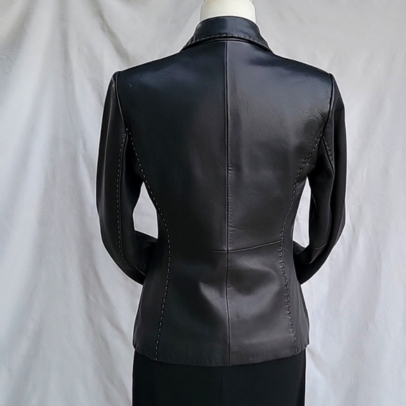 Black Leather Jacket By Petite Sofisticate in size SP. - Picture 4 of 8